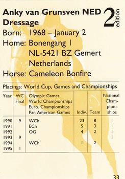 1995 Collect-A-Card Equestrian #33 Anky van Grunsven / Cameleon Bonfire Back